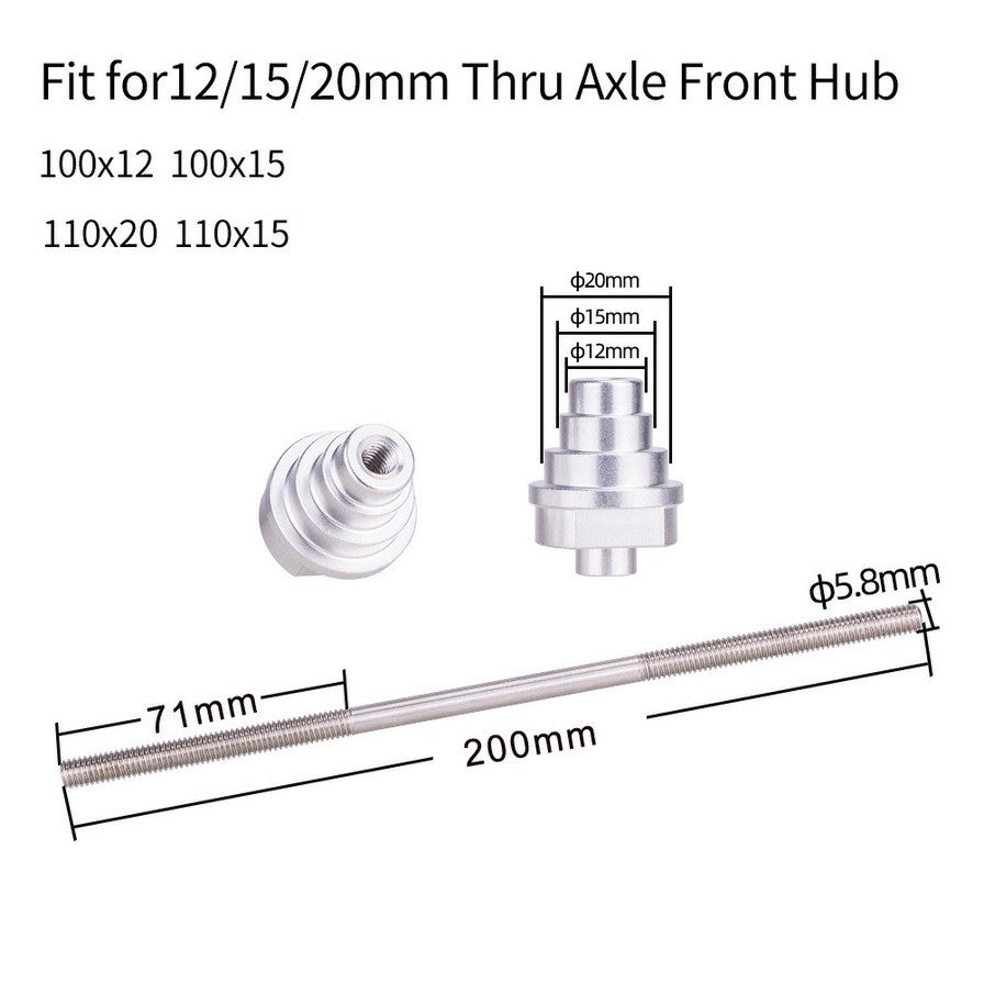 ZTTO Bike Truing Stand Thru Axle Adapter 12 / 15 / 20mm Bicycle Thru Axle Front Hub Steel Fixing Bar