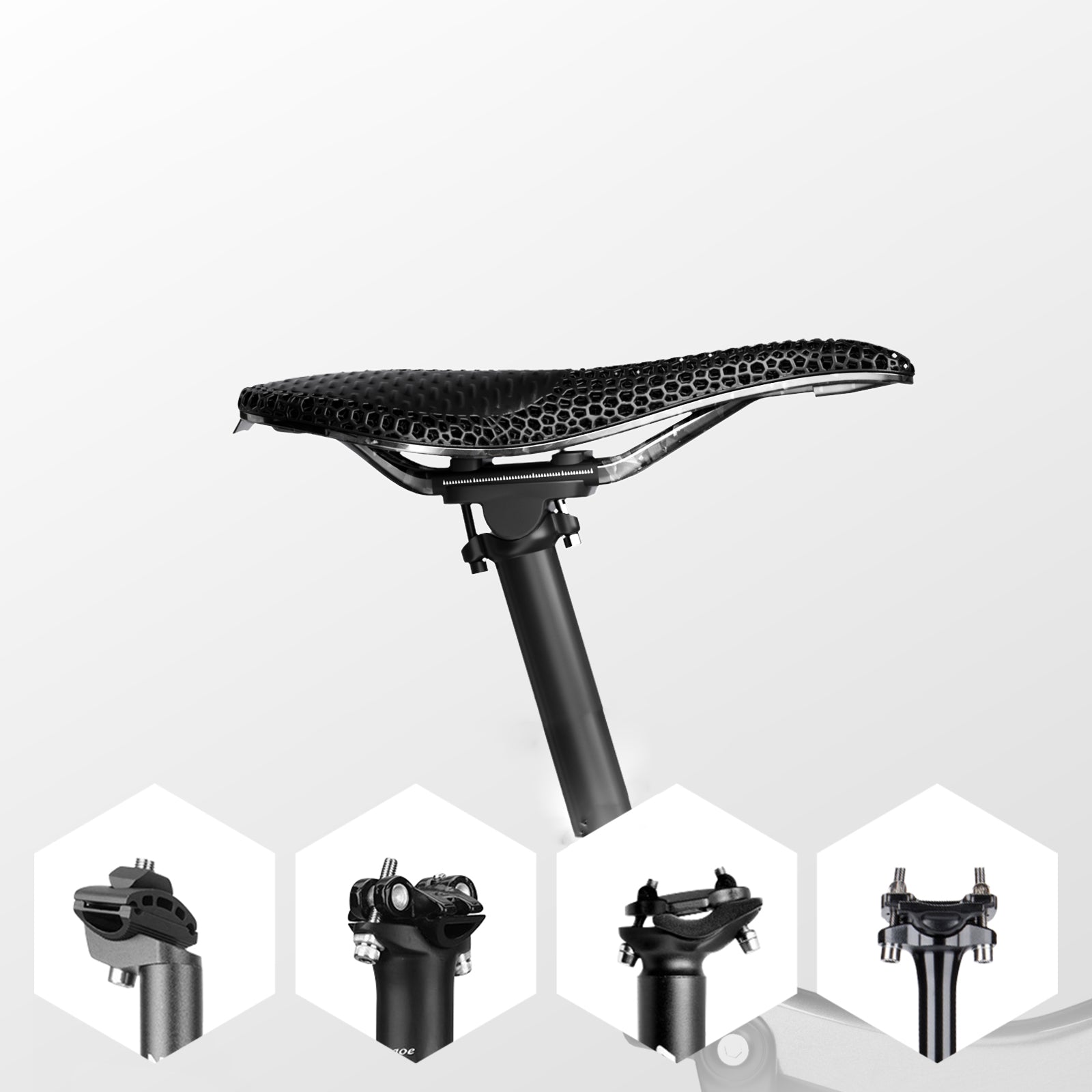 ENLEE E190 3D Printing Bike Cycling Saddle Carbon Fiber Breathable Bicycle Seat