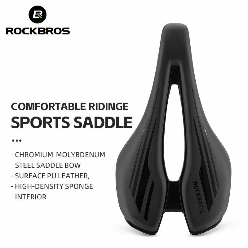 ROCKBROS 38210060001 PU Leather + Shock-absorbing Sponge Hollow Bicycle Saddle