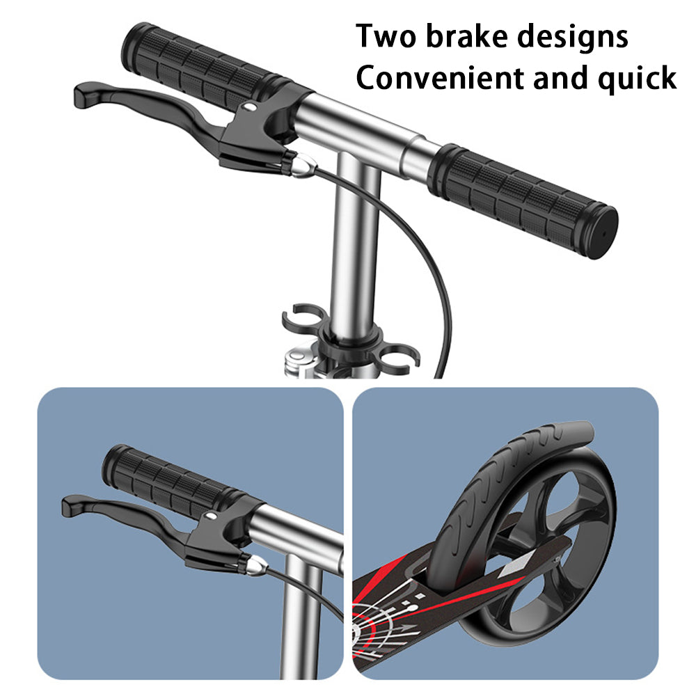 999 Foldable Iron Scooter with Thickened Wheels and Dual Brakes for Adult Teenager