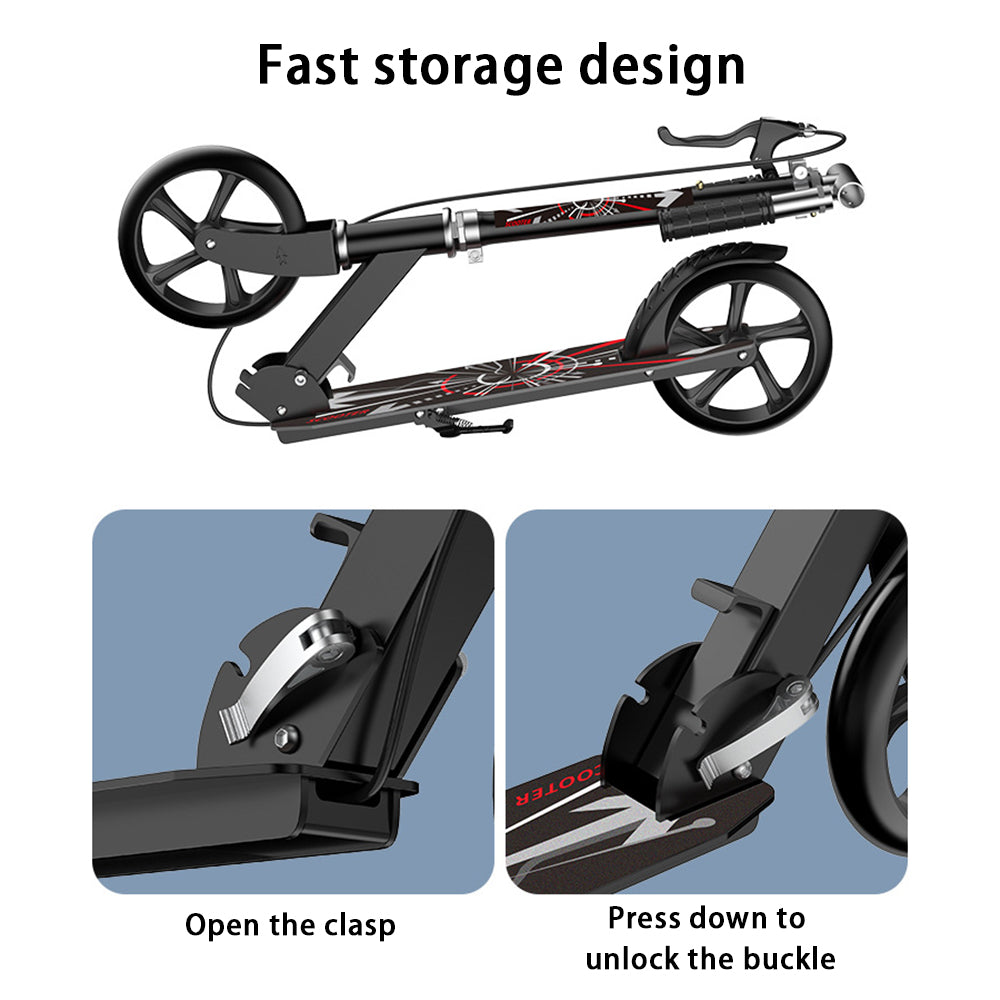 999 Foldable Iron Scooter with Thickened Wheels and Dual Brakes for Adult Teenager