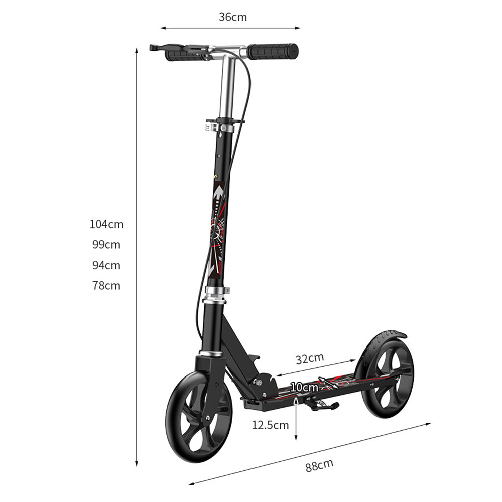 999 Foldable Iron Scooter with Thickened Wheels and Dual Brakes for Adult Teenager