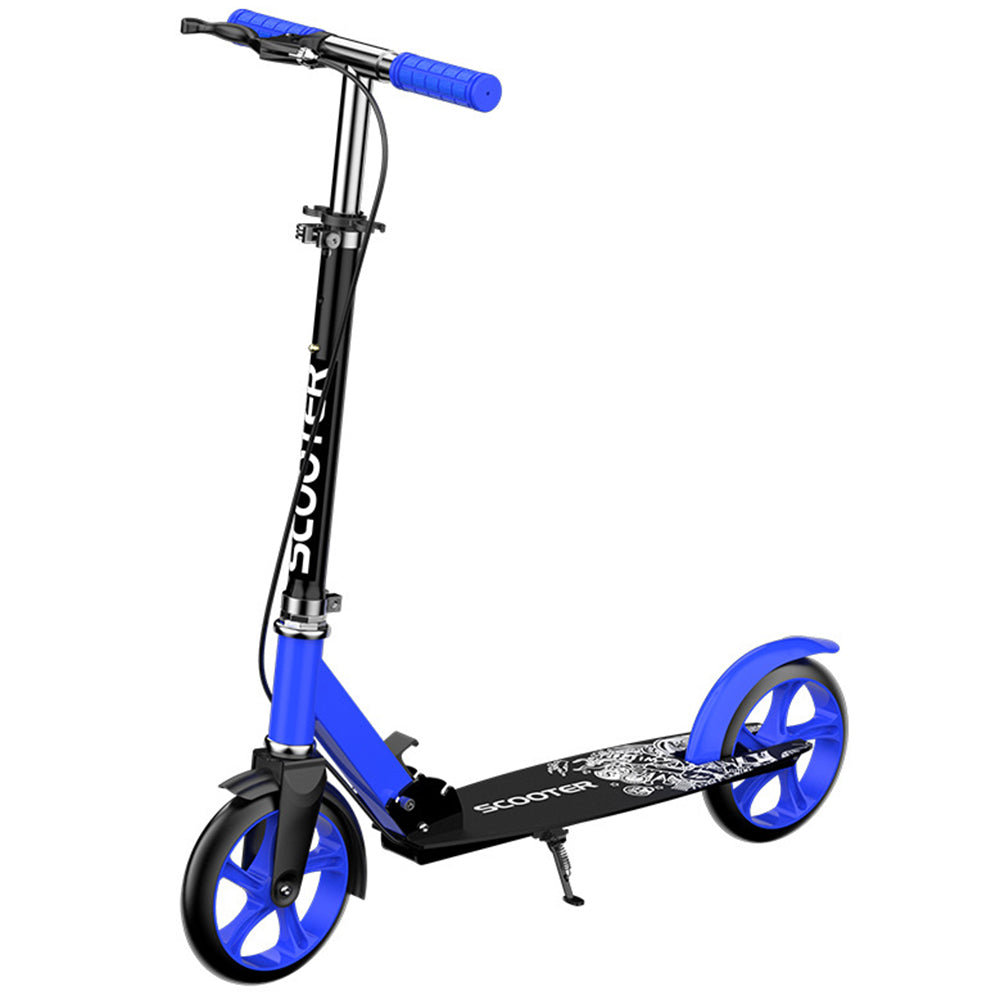 Students Adults Foldable Iron Dual Brake Scooter with Rubber Wheels and Mudguard