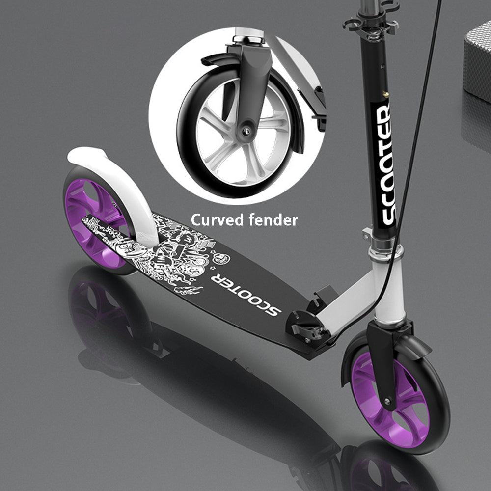 Students Adults Foldable Iron Dual Brake Scooter with Rubber Wheels and Mudguard