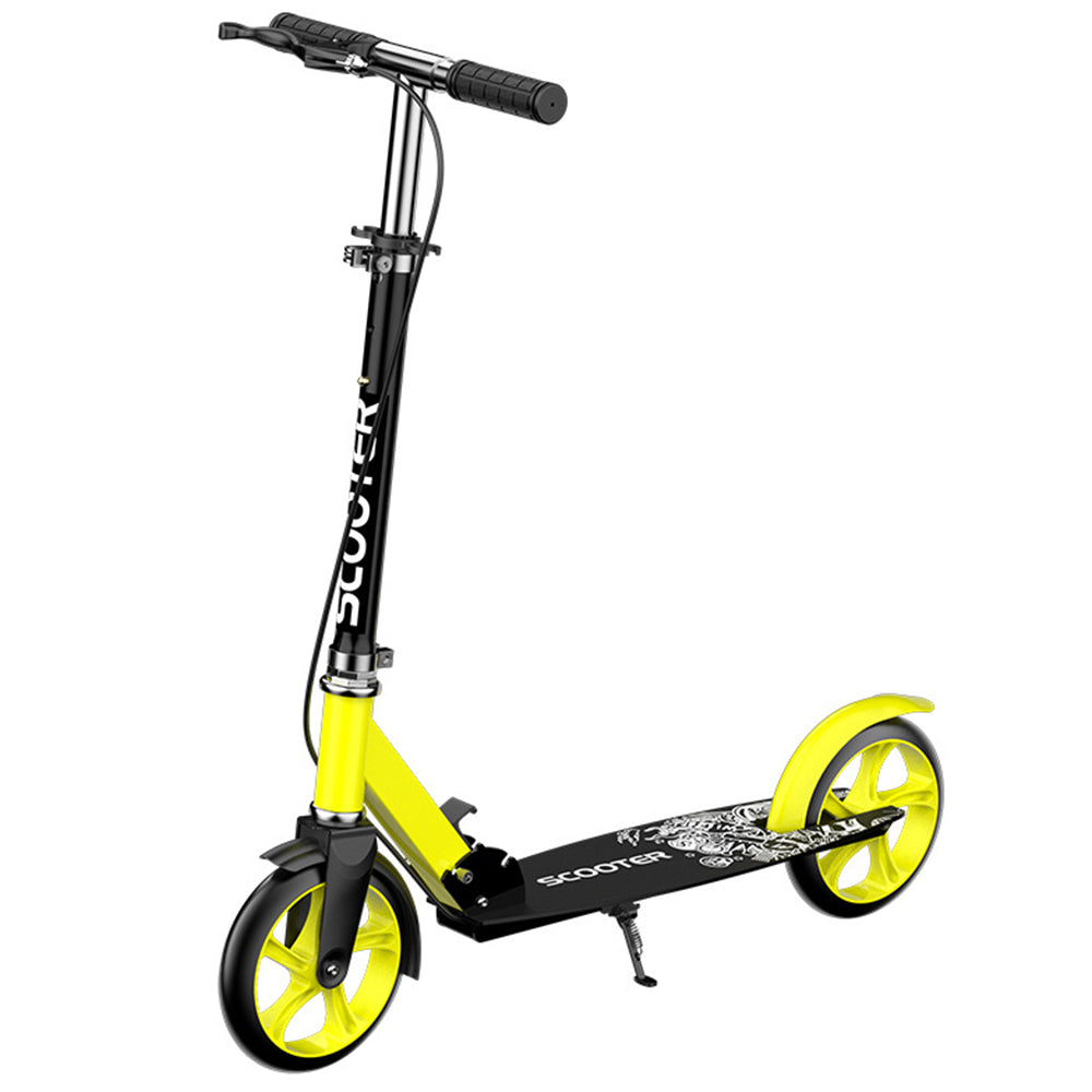 Students Adults Foldable Iron Dual Brake Scooter with Rubber Wheels and Mudguard