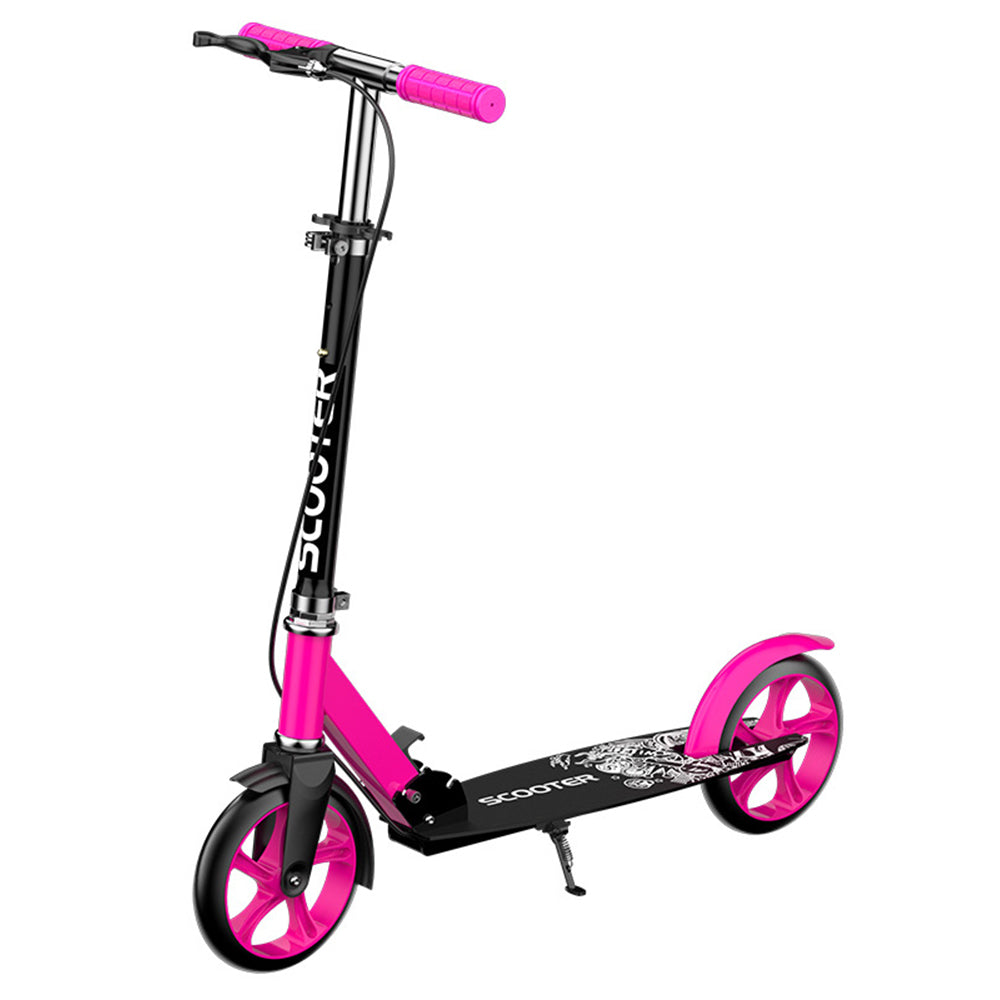 Students Adults Foldable Iron Dual Brake Scooter with Rubber Wheels and Mudguard