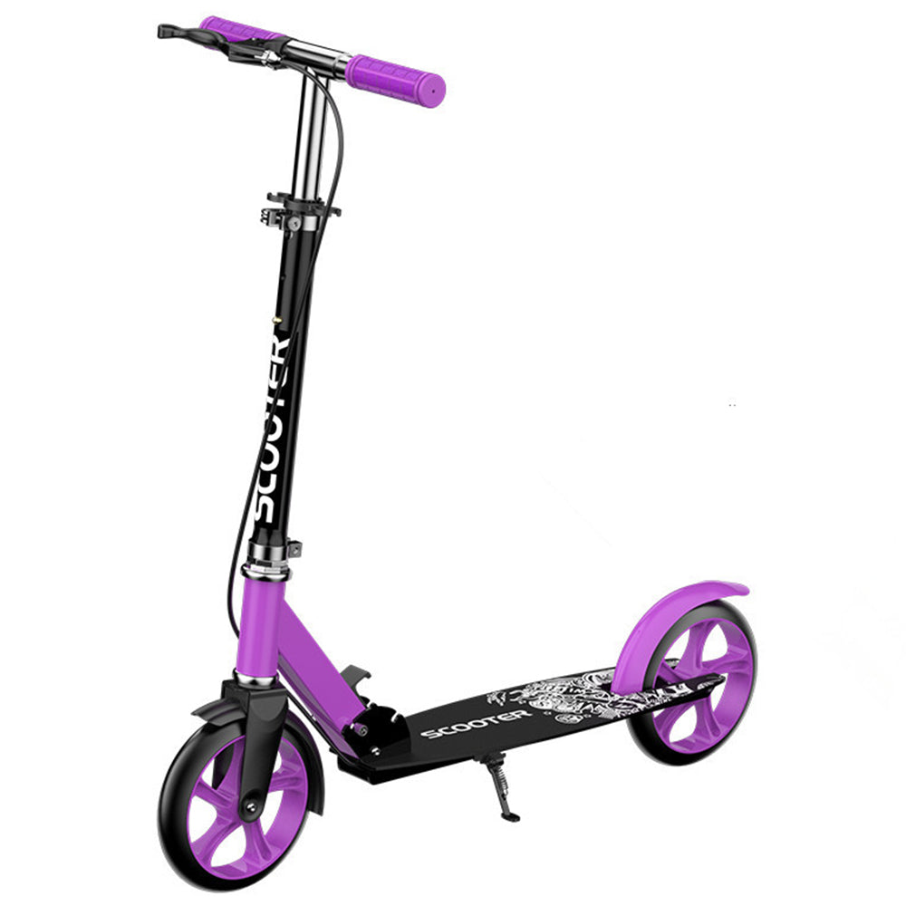 Students Adults Foldable Iron Dual Brake Scooter with Rubber Wheels and Mudguard