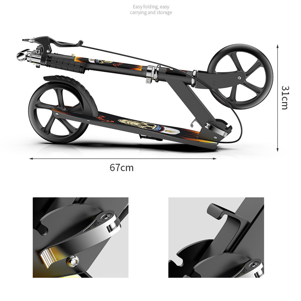 883 Adults 8-Inch Foldable Iron Scooter Light Up Wheels (Single Brake Version)