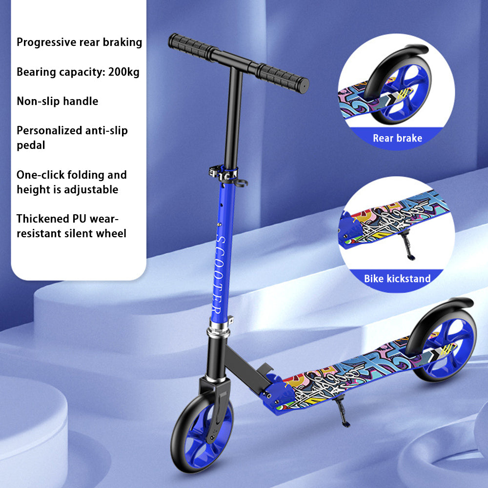 884 PU Wheel Commuting Foldable Iron Scooter with Single Brake for Adults, Students
