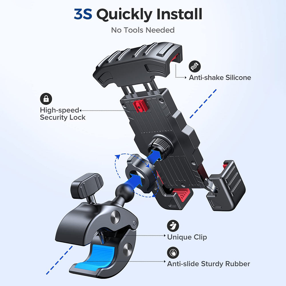 DD-11 Bike Phone Holder Anti-Drop Motorcycle Phone Mount Scooter Phone Clip for 4.7-7 inch Devices