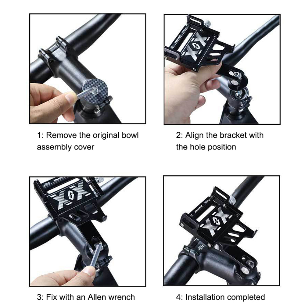 ENLEE Aluminum Alloy Bicycle Handlebar Stem Phone Holder Stand (Rotation Design)