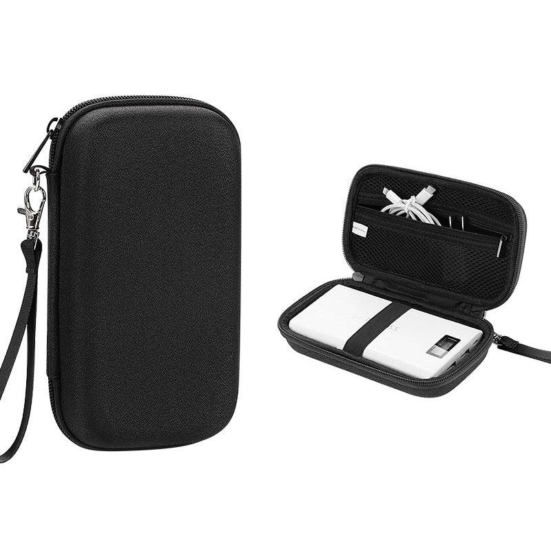 Data Cable Organizer Digital Accessories Storage Bag with Lanyard, Size L - Grey