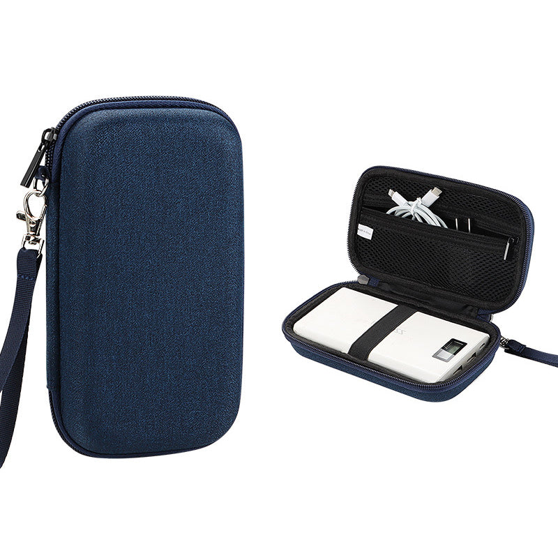 Data Cable Organizer Digital Accessories Storage Bag with Lanyard, Size L - Grey