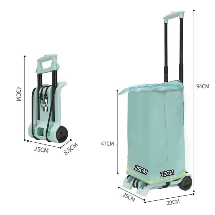 Folding Shopping Trolley 2-Wheels Shopping Cart Grocery Trolley with Storage Bag