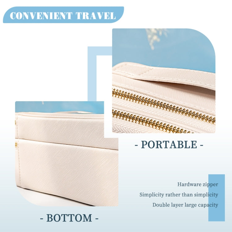 Travel Transparent PVC Double Layer Waterproof PU Leather Cosmetic Bag