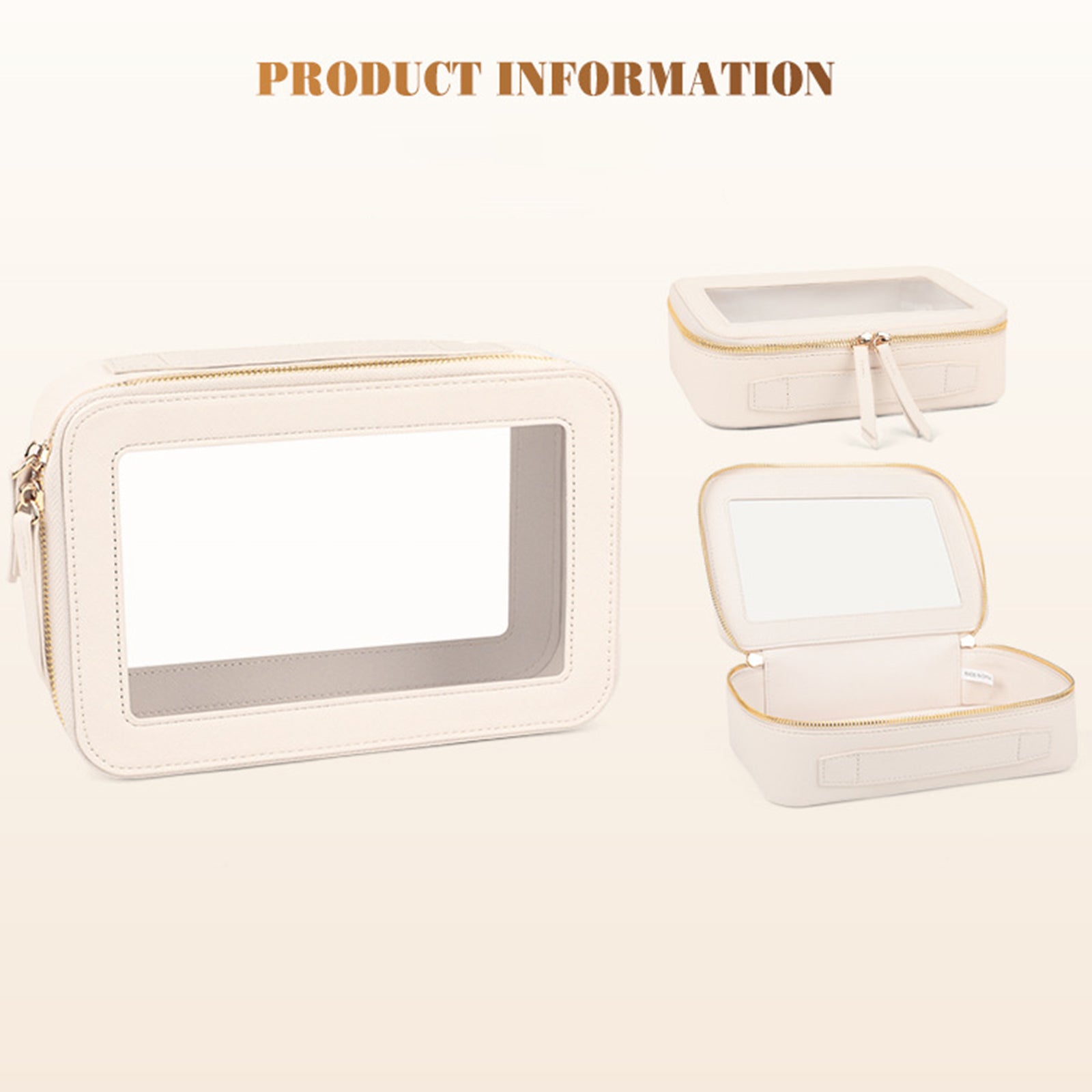 Single Layer Transparent Makeup Bag Waterproof PU Leather Cosmetic Bag