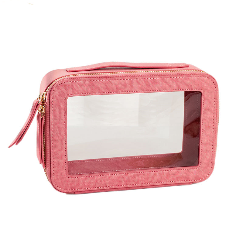Single Layer Transparent Makeup Bag Waterproof PU Leather Cosmetic Bag