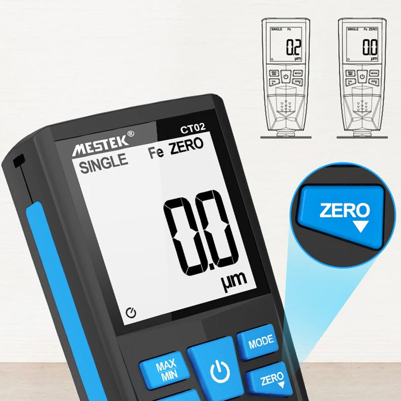 MESTEK CT02 Digital Coating Thickness Gauge 0-1500um Fe / NFe Thickness Meter, Basic Model