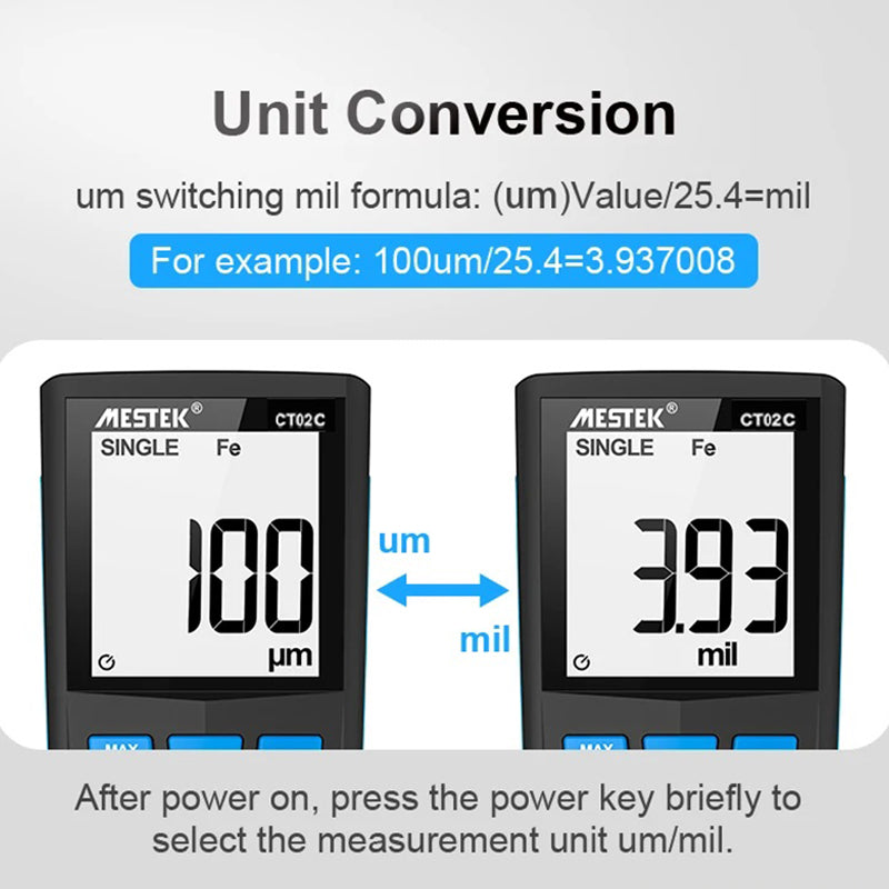 MESTEK CT02C 0-1500um Car Paint Coating Thickness Gauge Fe / NFe Thickness Meter, Upgrade Model