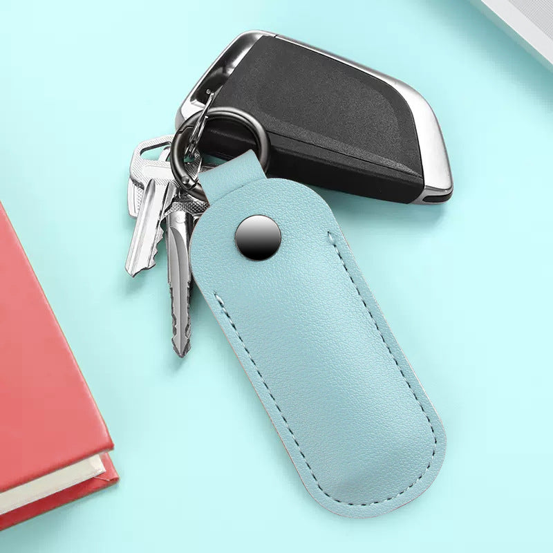 PU Leather U-disk Memory Card Storage Bag Anti-lost Protective Cover with Keyring