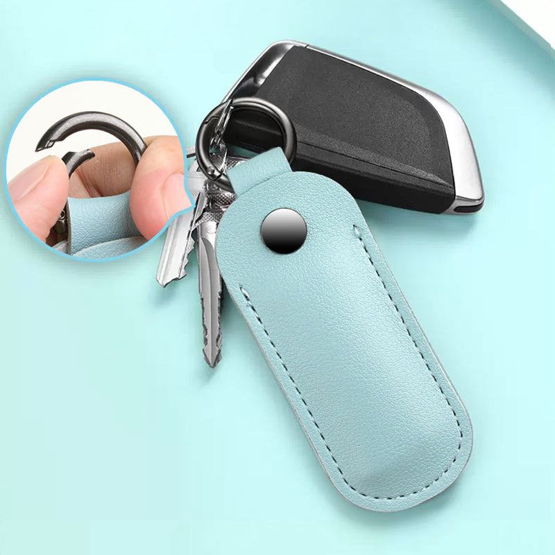 PU Leather U-disk Memory Card Storage Bag Anti-lost Protective Cover with Keyring