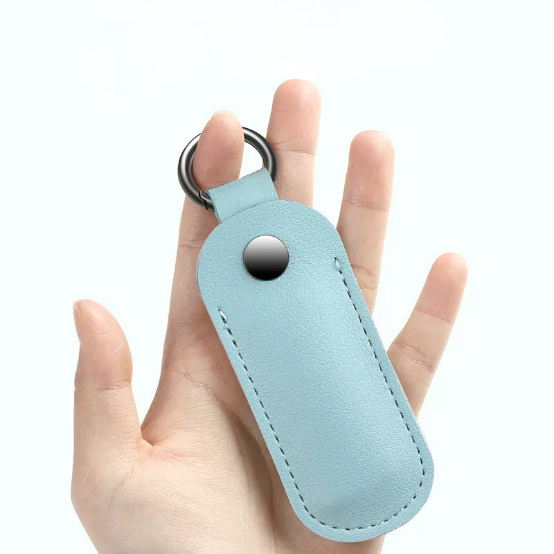 PU Leather U-disk Memory Card Storage Bag Anti-lost Protective Cover with Keyring
