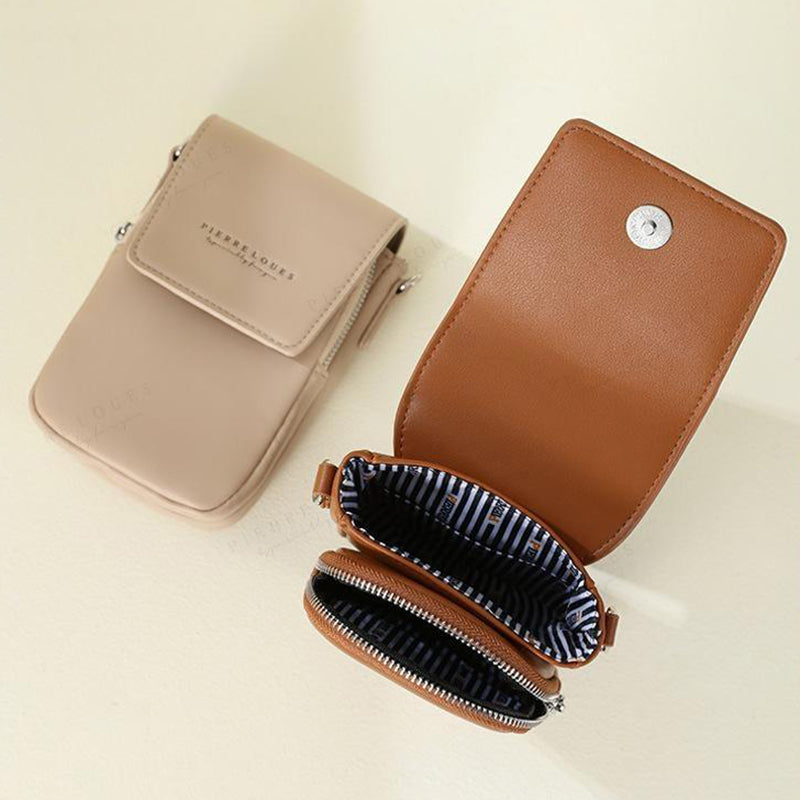 PIERRE LOUES PL614-44 PU Leather Women Crossbody Bag Phone Cosmetics Carrying Bag