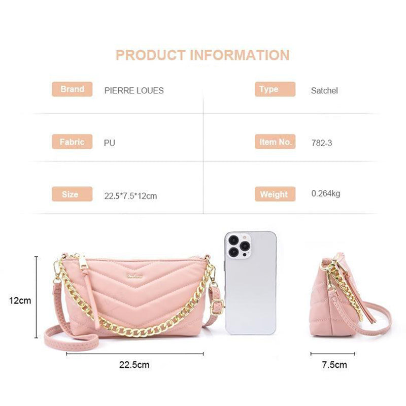 PIERRE LOUES PL782-3 Stylish Under Arm Bag PU Leather Women Crossbody Bag