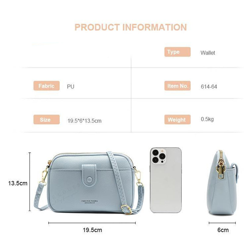 FOREVER YOUNG PL614-64 PU Leather Crossbody Bag Solid Color Women Shoulder Bag
