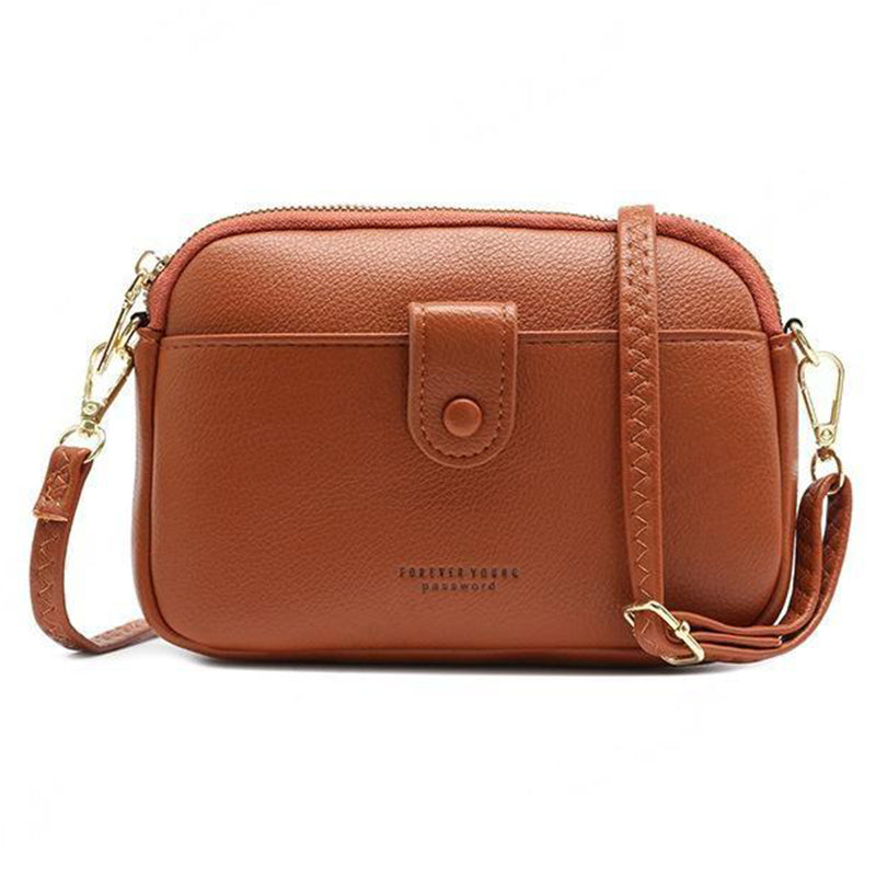 FOREVER YOUNG PL614-64 PU Leather Crossbody Bag Solid Color Women Shoulder Bag