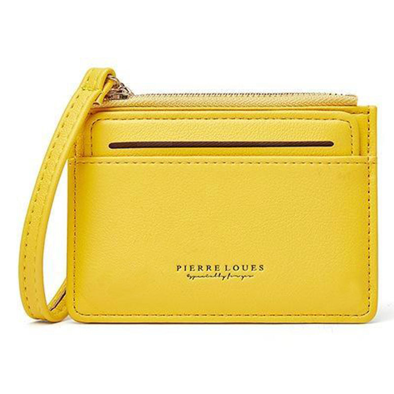 PIERRE LOUES PL19-45B Solid Color Women Coin Purse PU Leather Small Wallet