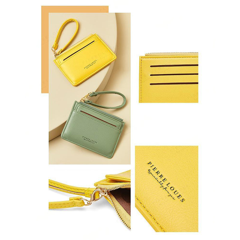 PIERRE LOUES PL19-45B Solid Color Women Coin Purse PU Leather Small Wallet
