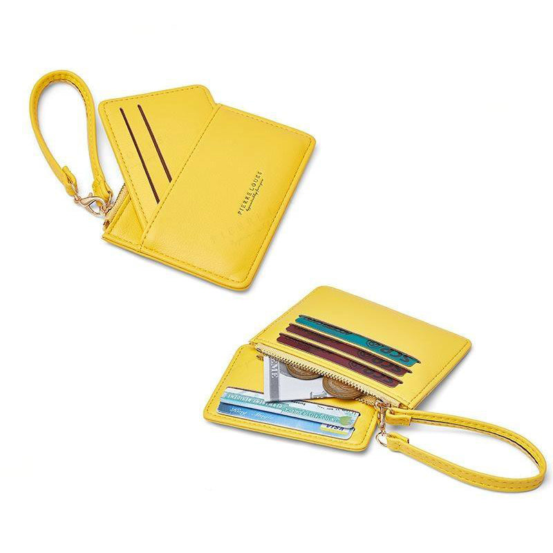PIERRE LOUES PL19-45B Solid Color Women Coin Purse PU Leather Small Wallet