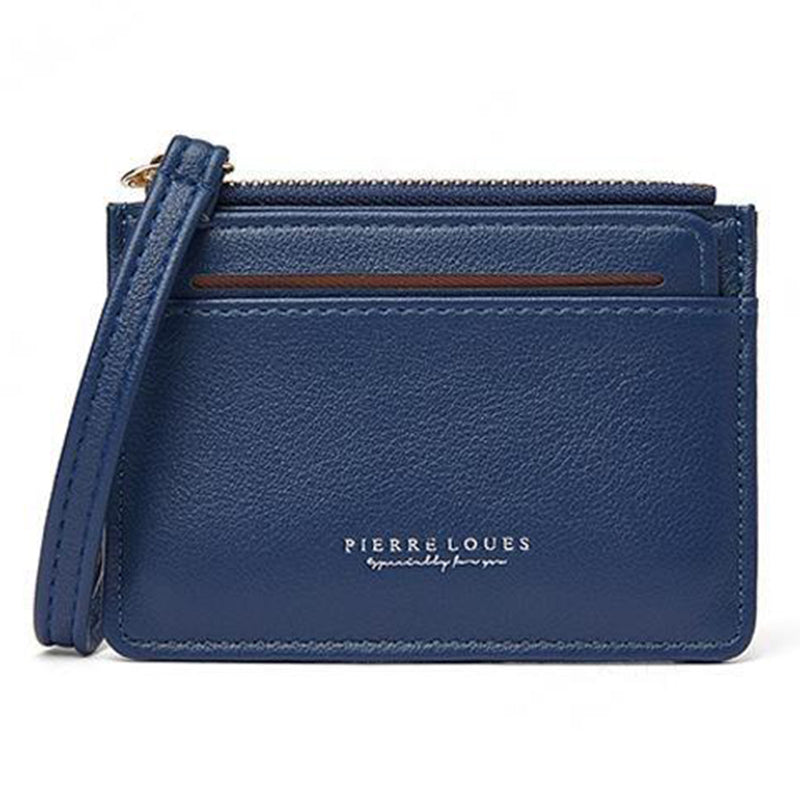 PIERRE LOUES PL19-45B Solid Color Women Coin Purse PU Leather Small Wallet