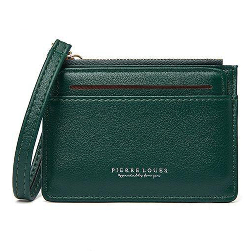 PIERRE LOUES PL19-45B Solid Color Women Coin Purse PU Leather Small Wallet
