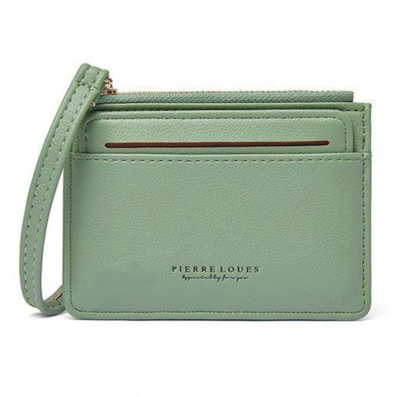 PIERRE LOUES PL19-45B Solid Color Women Coin Purse PU Leather Small Wallet