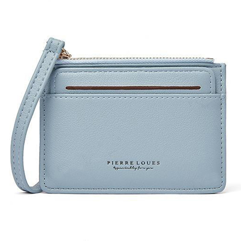 PIERRE LOUES PL19-45B Solid Color Women Coin Purse PU Leather Small Wallet
