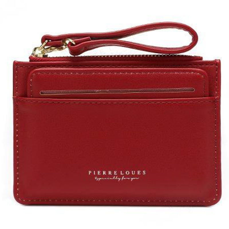 PIERRE LOUES PL19-45B Solid Color Women Coin Purse PU Leather Small Wallet