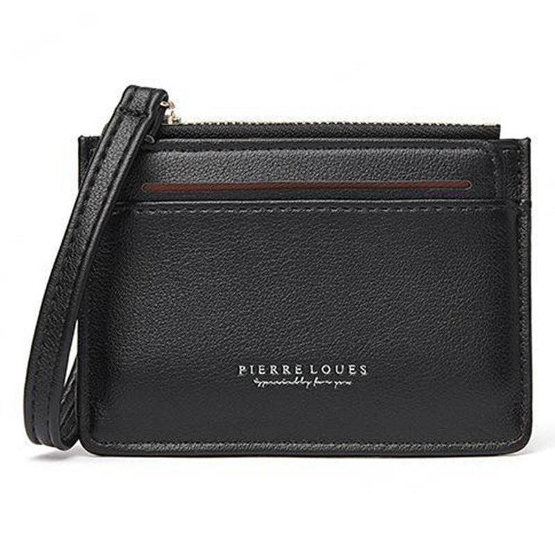 PIERRE LOUES PL19-45B Solid Color Women Coin Purse PU Leather Small Wallet