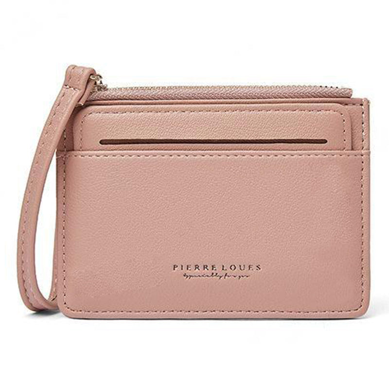 PIERRE LOUES PL19-45B Solid Color Women Coin Purse PU Leather Small Wallet