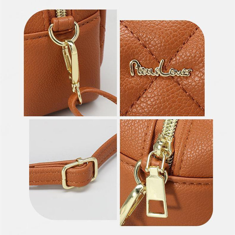 PIERRE LOUES PL614-68 Rhombus Design PU Leather Women Single Shoulder Crossbody Bag