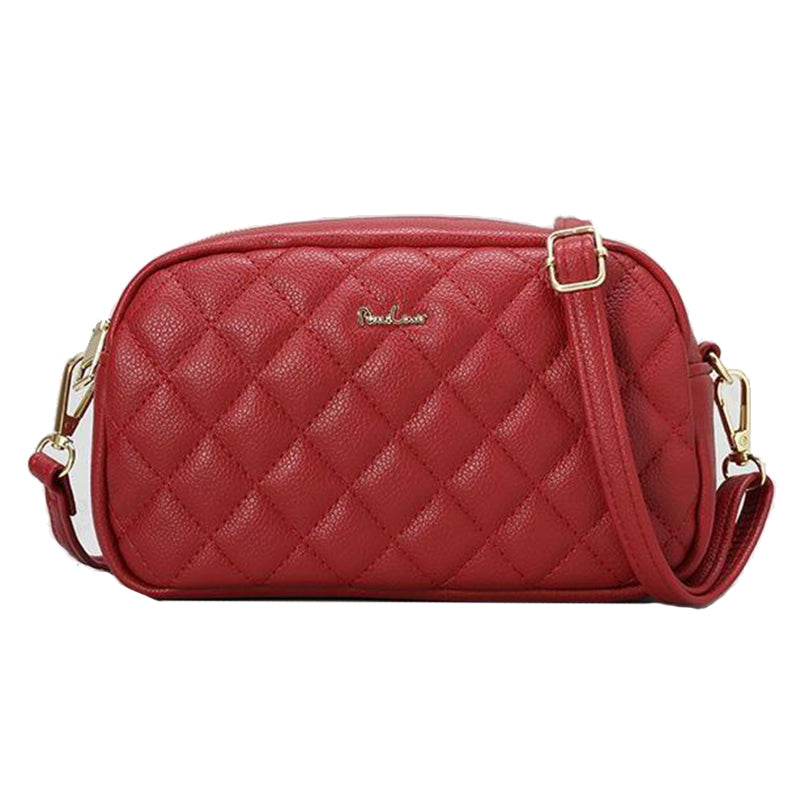 PIERRE LOUES PL614-68 Rhombus Design PU Leather Women Single Shoulder Crossbody Bag