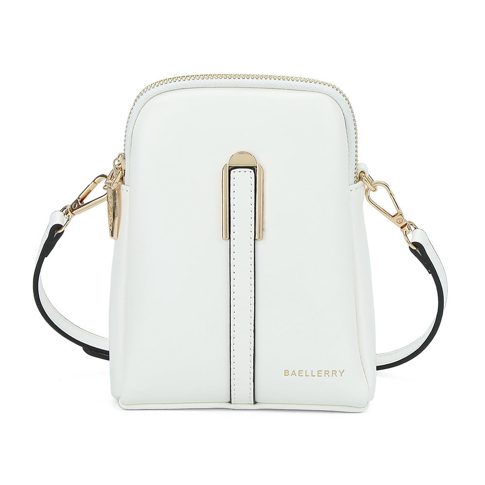 BAELLERRY N8923 Waxy PU Leather Women Dual Layer Vertical Mini Crossbody Bag
