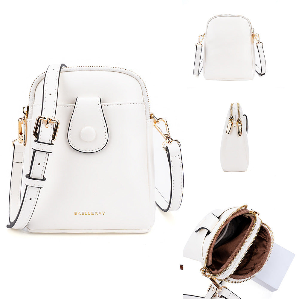 BAELLERRY N8925 Women Dual Layer Small Shoulder Bag Waxy PU Leather Crossbody Bag
