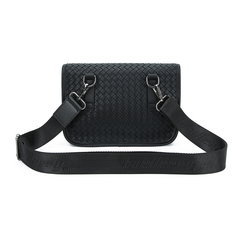 BAELLERRY N8926 Business Men Shoulder Bag Woven PU Leather Crossbody Bag