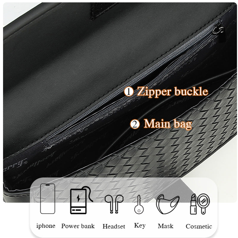 BAELLERRY N8926 Business Men Shoulder Bag Woven PU Leather Crossbody Bag