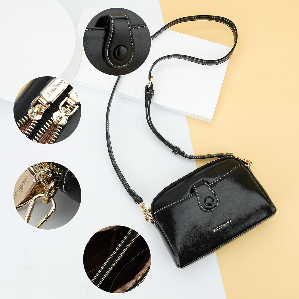 BAELLERRY N8924 Women Dual Layer Shoulder Bag PU Leather Small Crossbody Bag