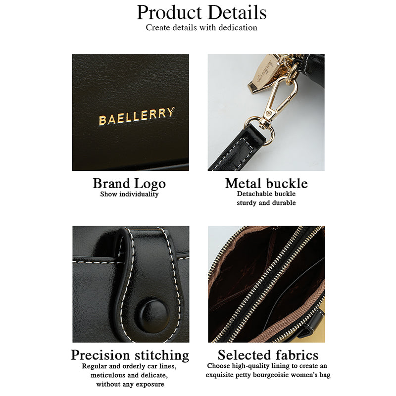 BAELLERRY N8924 Women Dual Layer Shoulder Bag PU Leather Small Crossbody Bag