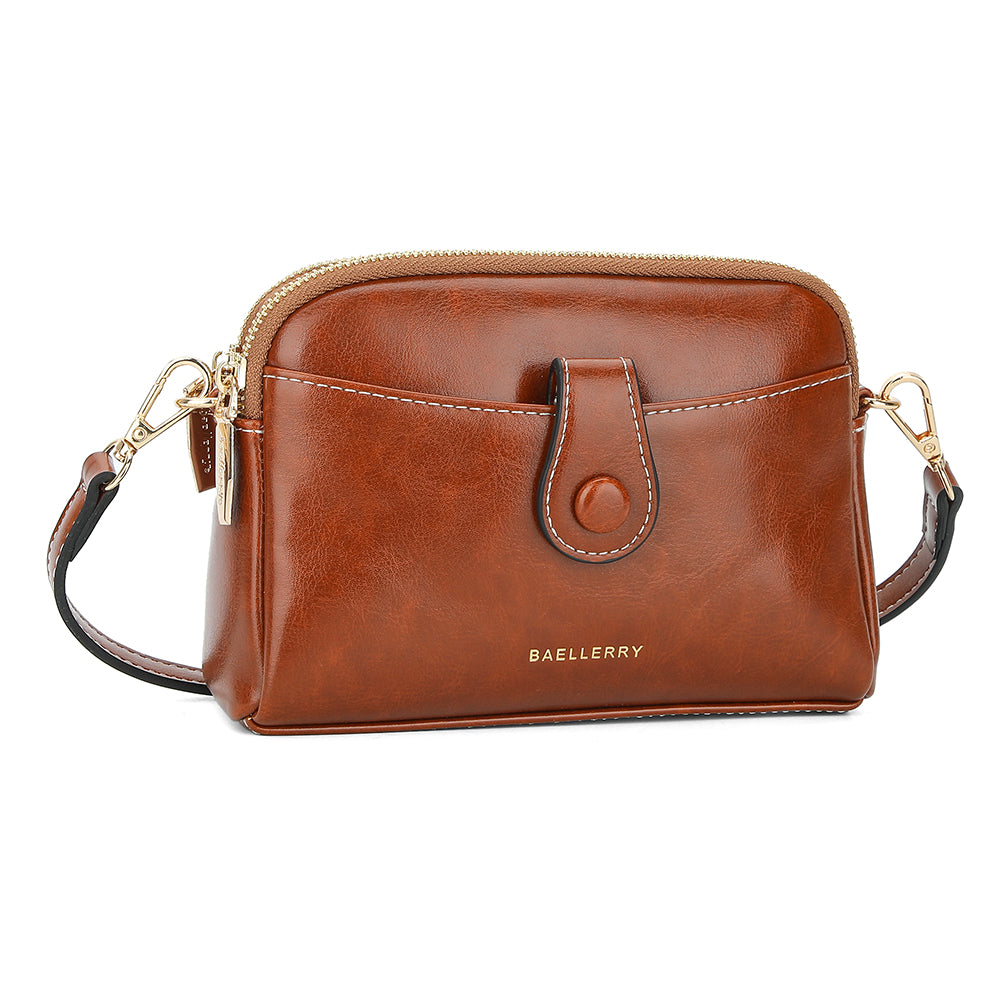 BAELLERRY N8924 Women Dual Layer Shoulder Bag PU Leather Small Crossbody Bag