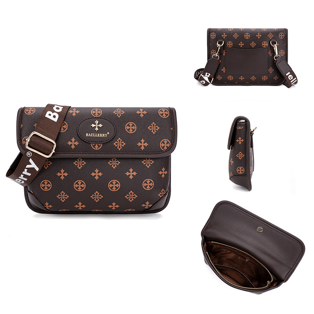 BAELLERRY N8917 Classic Plaid Pattern Square Crossbody Bag PU Leather Shoulder Bag